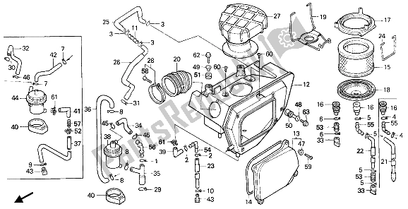 All parts for the Air Cleaner of the Honda NX 650 1990