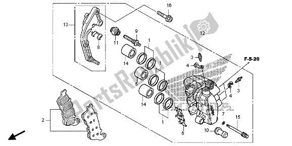 All parts for the L. Front Brake Caliper of the Honda VFR 1200X 2013