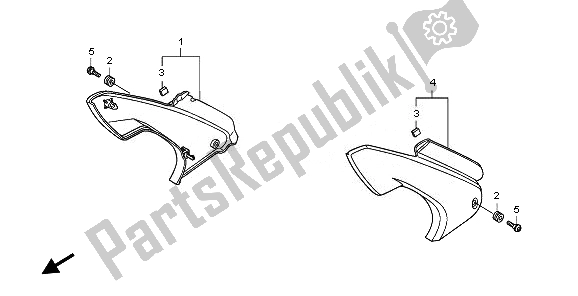 All parts for the Side Cover of the Honda CBF 600N 2008