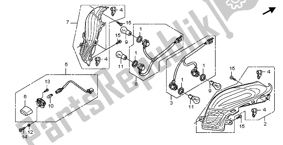 All parts for the Rear Combination Light of the Honda FES 125A 2011