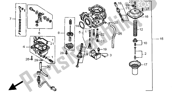 All parts for the Carburetor of the Honda CMX 250C 1999