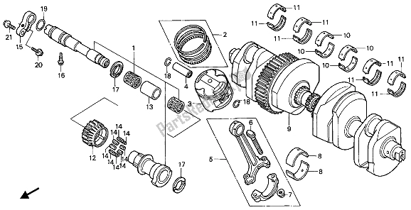 All parts for the Crankshaft & Piston of the Honda CBR 1000F 1993