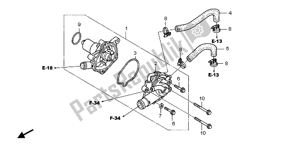 All parts for the Water Pump of the Honda NT 700 VA 2007