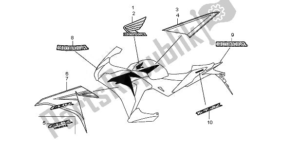 Alle onderdelen voor de Merk & Streep van de Honda CBR 125 RW 2011