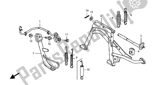 All parts for the Stand of the Honda WW 125 EX2 2012