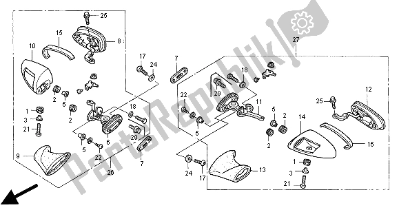 Todas as partes de Espelho Traseiro do Honda CBR 1100 XX 2000