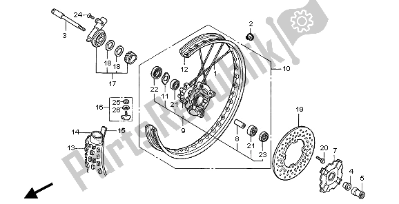 Tutte le parti per il Ruota Anteriore del Honda XR 400R 2001