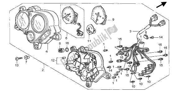 All parts for the Meter (uk) of the Honda CB 600F2 Hornet 2002