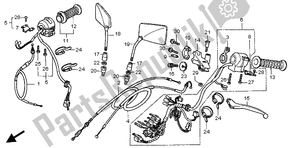 Wszystkie części do Uchwyt D? Wigniowy Prze?? Cznik I Kabel Honda CA 125 1998