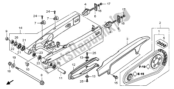 Alle onderdelen voor de Achterbrug van de Honda CBF 1000F 2011