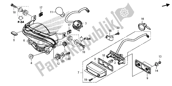 All parts for the Taillight of the Honda CBR 500R 2013