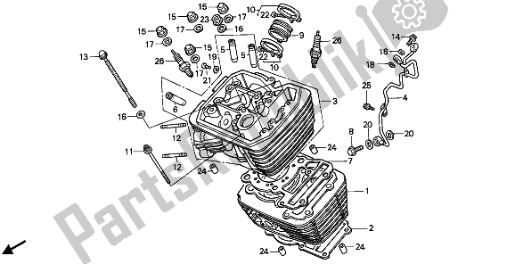 Tutte le parti per il Cilindro E Testata (anteriore) del Honda VT 600C 1993