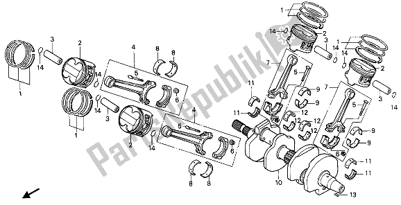 Todas las partes para Cigüeñal Y Pistón de Honda VFR 750F 1989