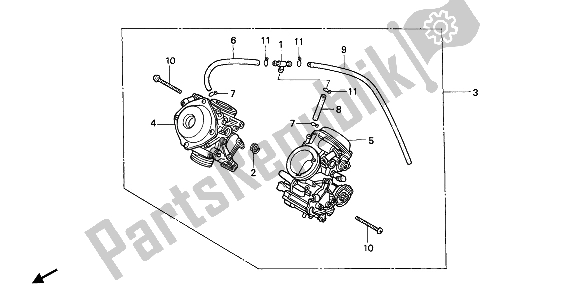 All parts for the Carburetor (assy.) of the Honda VT 600C 1989