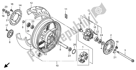 All parts for the Rear Wheel of the Honda CBF 1000S 2009