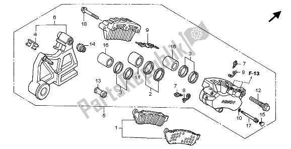 Tutte le parti per il Pinza Freno Posteriore del Honda CBR 1100 XX 2007