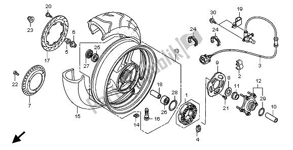 All parts for the Rear Wheel of the Honda NT 700 VA 2010