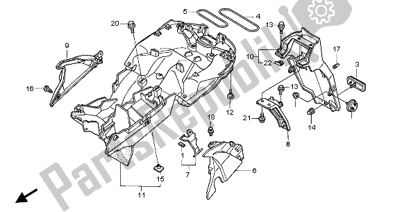 All parts for the Rear Fender of the Honda VFR 800A 2002