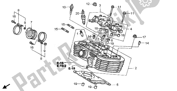 Alle onderdelen voor de Cilinderkop Achter van de Honda VT 125C 2008