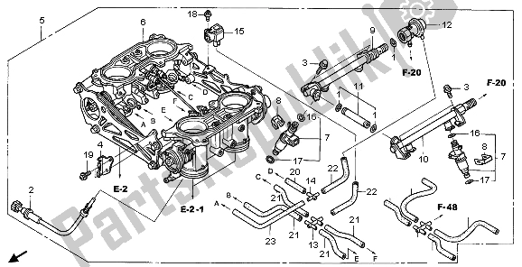 All parts for the Throttle Body (assy.) of the Honda ST 1300 2006