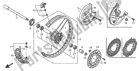 Todas las partes para Rueda Delantera de Honda CRF 250R 2005