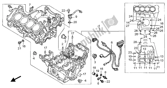 Alle onderdelen voor de Carter van de Honda CBR 600F 2005