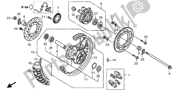 All parts for the Rear Wheel of the Honda XL 700V Transalp 2009