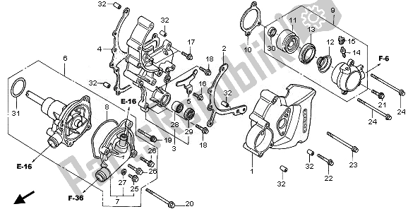 All parts for the Water Pump of the Honda VFR 800 2010