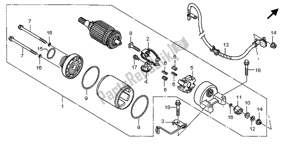 All parts for the Starting Motor of the Honda XL 700V Transalp 2008
