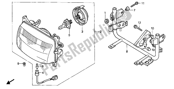 All parts for the Headlight (eu) of the Honda NX 650 1988
