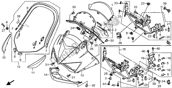 All parts for the Upper Cowl of the Honda XL 1000 VA 2008