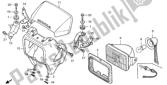 All parts for the Headlight (uk) of the Honda XR 650R 2006