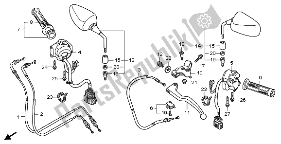 All parts for the Handle Lever & Switch & Cable of the Honda CB 600F Hornet 2009