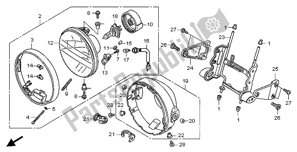 Alle onderdelen voor de Koplamp (eu) van de Honda CB 1300 2008