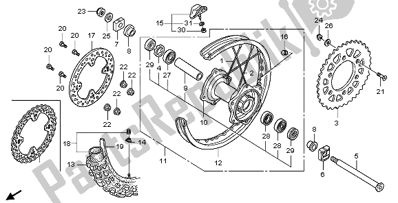 All parts for the Rear Wheel of the Honda CRF 250X 2006