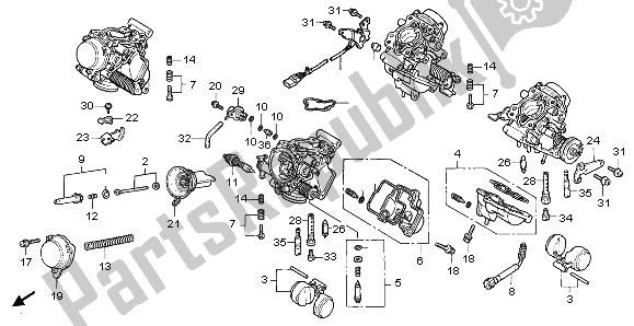 Todas as partes de Carburador (peças Componentes) do Honda VF 750C 1995