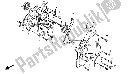 All parts for the Left Cover of the Honda CB 750F2 2001