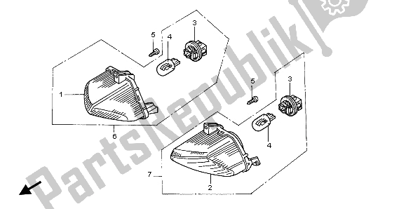 All parts for the Winker of the Honda VFR 800A 2002