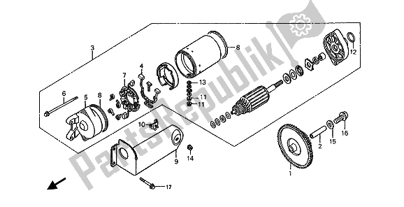 All parts for the Starting Motor of the Honda ST 1100A 1993