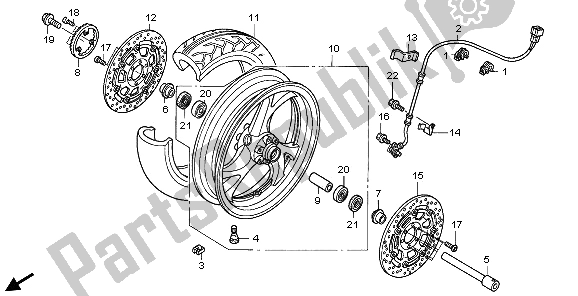 All parts for the Front Wheel of the Honda ST 1300A 2006