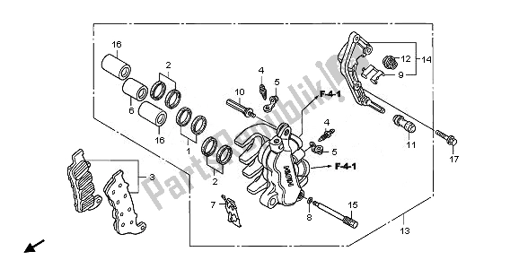 All parts for the L. Front Brake Caliper of the Honda XL 700 VA Transalp 2010