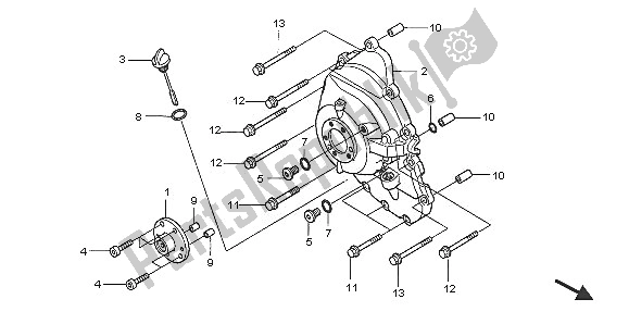 All parts for the Right Crankcase Cover of the Honda FJS 600A 2005