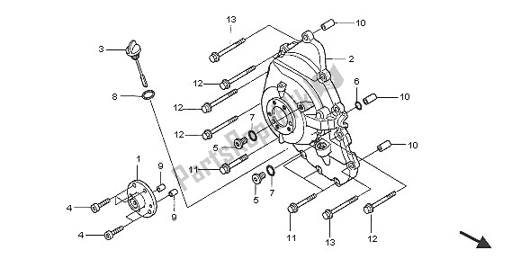 All parts for the Right Crankcase Cover of the Honda FJS 600D 2005