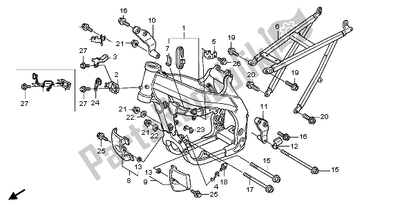 All parts for the Frame Body of the Honda CRF 450R 2007