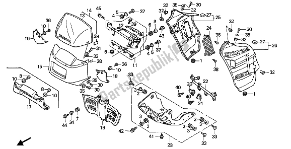 All parts for the Cowl of the Honda XL 600V Transalp 1992