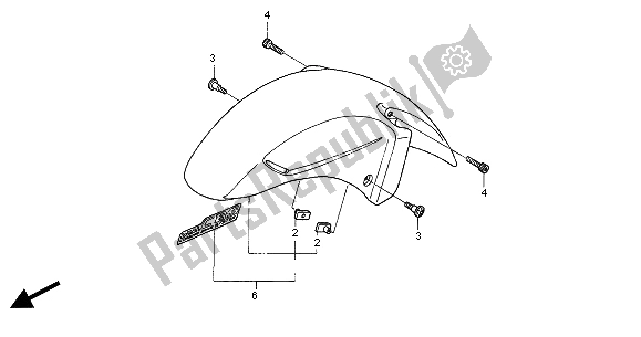 Tutte le parti per il Parafango Anteriore del Honda CBR 1100 XX 2000