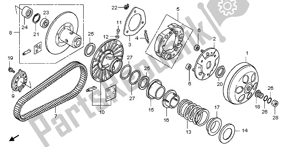 All parts for the Driven Face of the Honda NSS 250S 2008