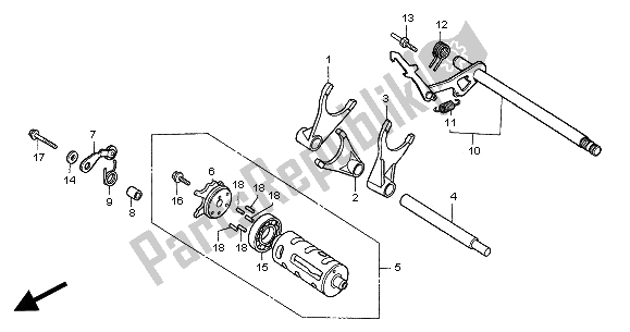 All parts for the Gearshift Drum of the Honda XRV 750 Africa Twin 2000