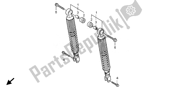 All parts for the Rear Cushion of the Honda SH 125 2010