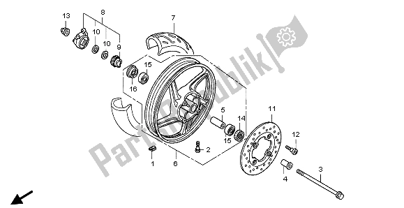 Tutte le parti per il Ruota Anteriore del Honda SH 125S 2007